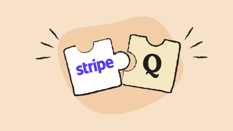 Pieces of a puzzle with Stripe and Quaderno logos