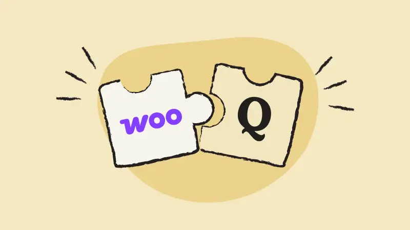 Pieces of a puzzle with WooCommerce and Quaderno logos
