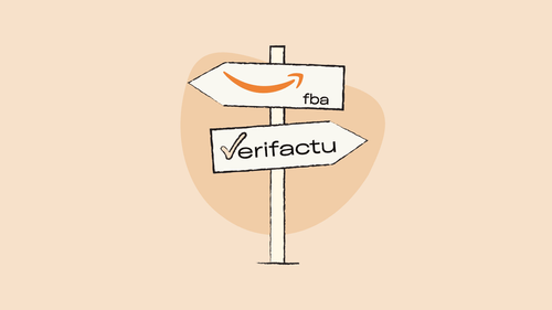 Road sign guiding to Amazon FBA and Verifactu