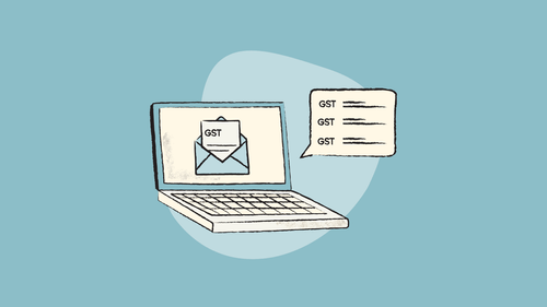 Illustration of a laptop receiving GST notifications