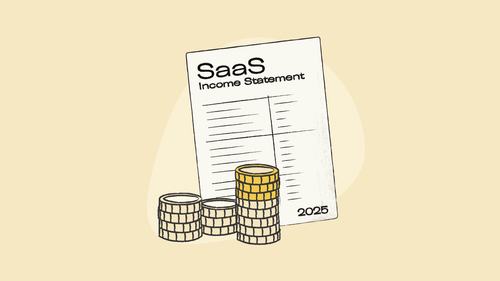 Illustration of a SaaS Income Statement with coins